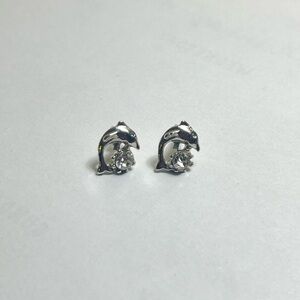 Chic Silver Dolphin Stud Earrings